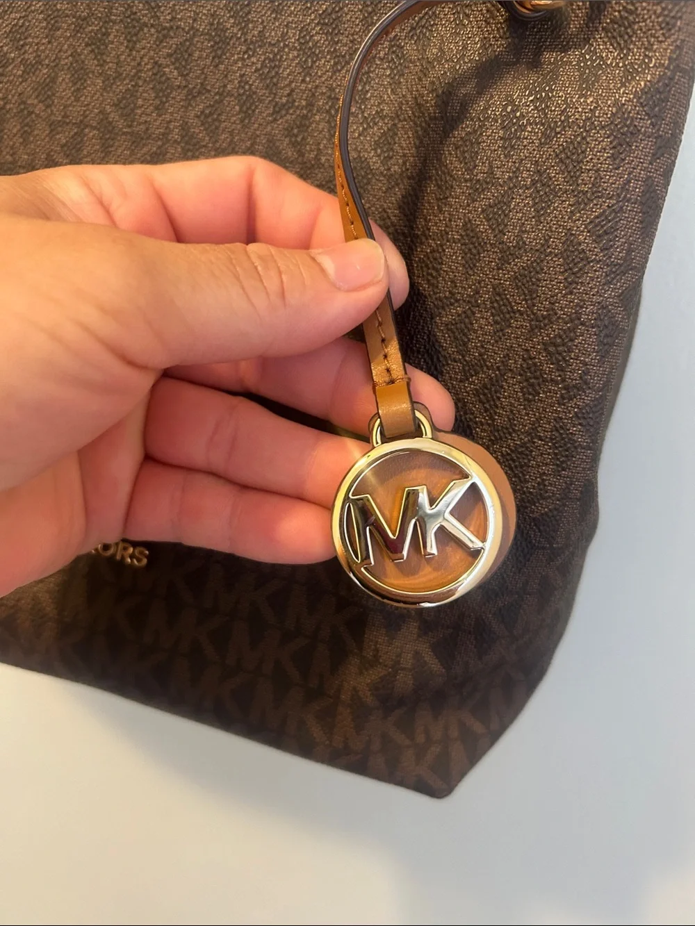 Michael Kors Dark Brown Signature Chain-Handle Tote